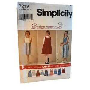 Simplicity 7219 Children Dress Jumper Pattern Size 7 8 10 Uncut 1990s Retro Fun